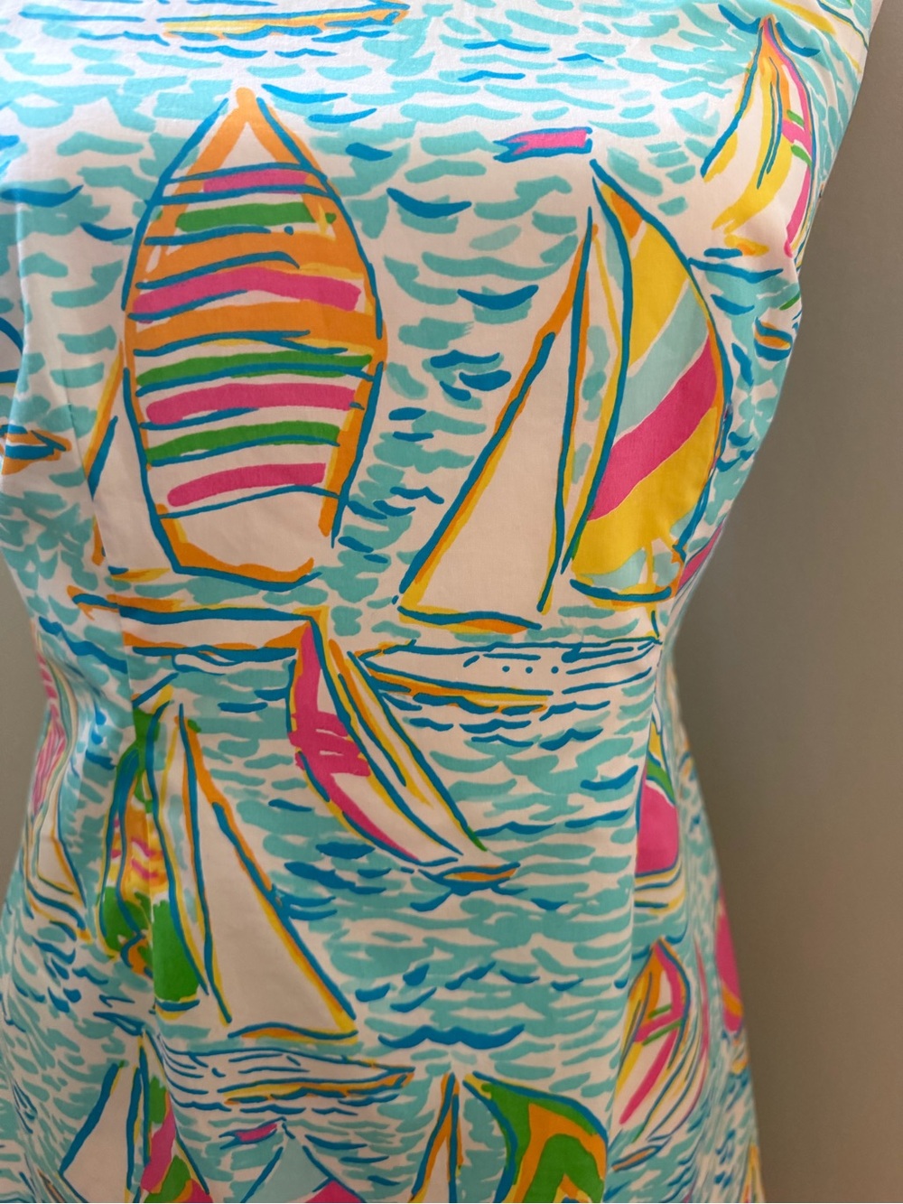 Lilly Pulitzer Sailboat Print Shift Dress Size 0 Nautical Resort Cotton Dress - Picture 6 of 9